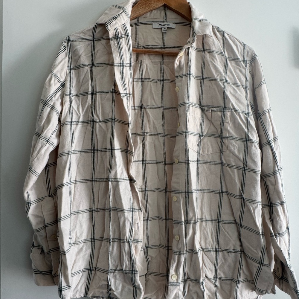Madewell Cream Plaid Button Down Shirt